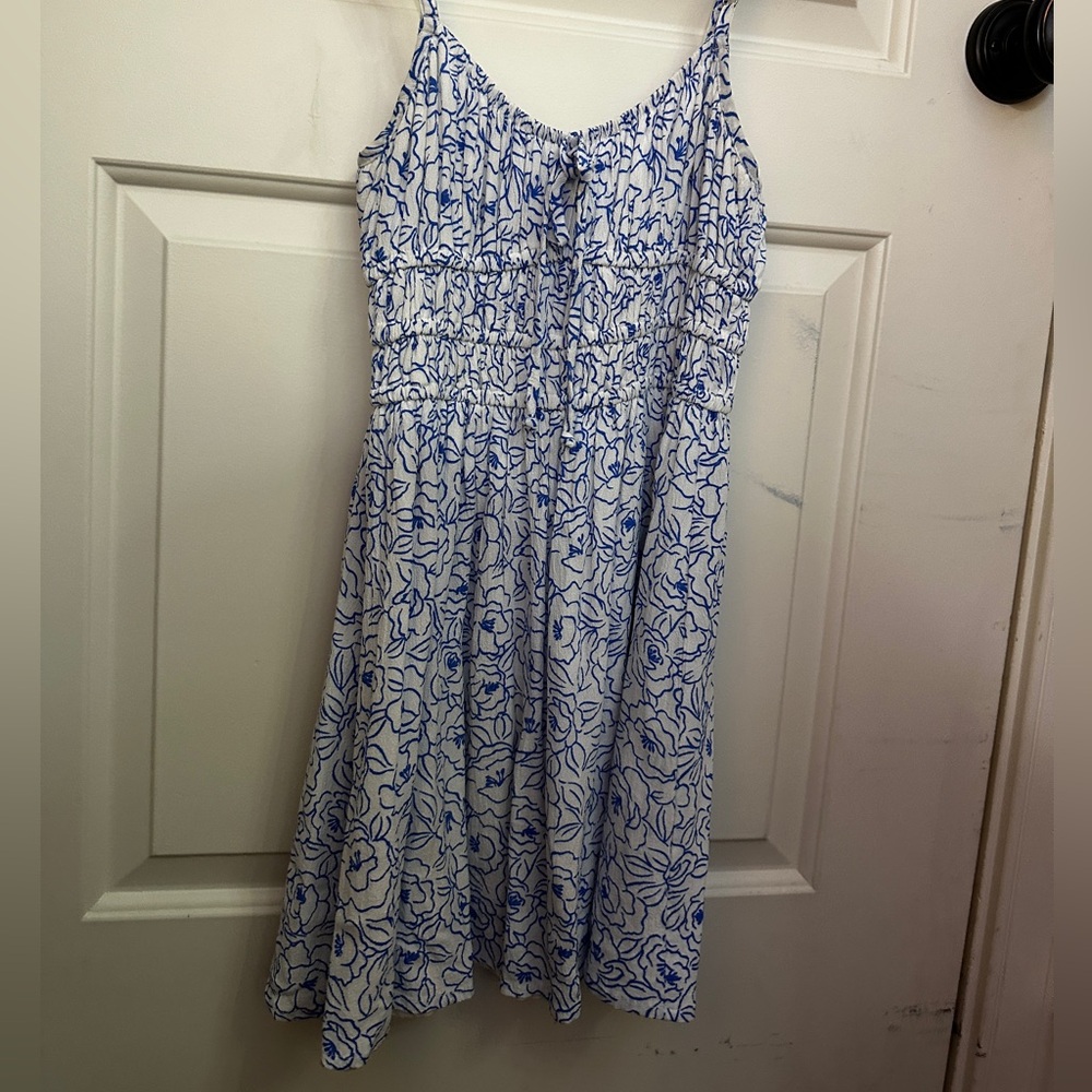 Blue and White Floral Dress